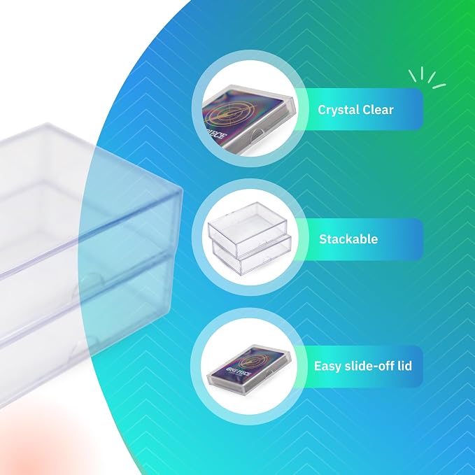 Gary Plastic Packaging 50-Pack Clear Acrylic Card Storage Boxes with Lids – Holds 52 Playing Cards or 50 Standard Trading Cards Each, Stackable Organizer for Sports & TCG Cards (Unsleeved)