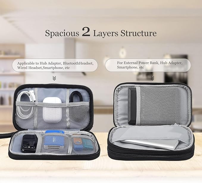 CAOODKDK Electronics Accessories Organizer Pouch Bag, Travel Universal Organizer for Cable, Charger, Phone, SD Card, Business Travel Gadget Bag