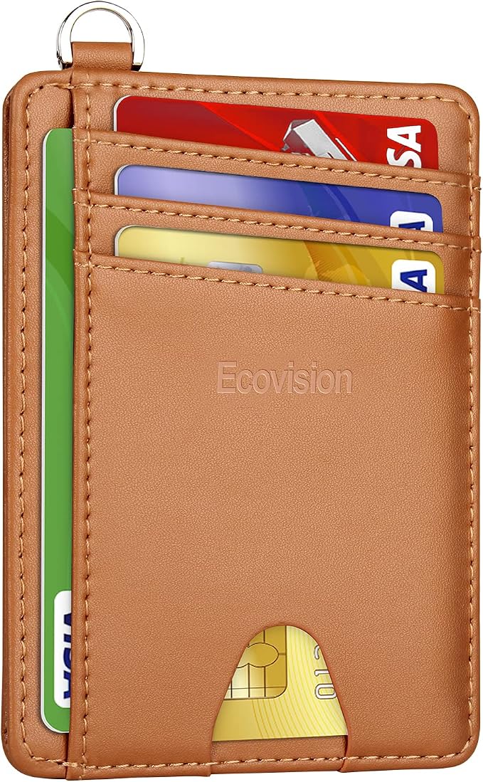 Slim Minimalist Front Pocket Wallet, RFID Blocking Credit Card Holder Wallet with Detachable D-Shackle for Men Women