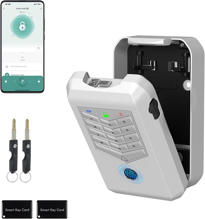 Smart Lock Box, Key Lock Box for Outside, WiFi Lock Box App Controlled, Realtor Lock Box with Bluetooth Digital Keypad, Outdoor Security Box for Keys for Homeowners Families Agents Office
