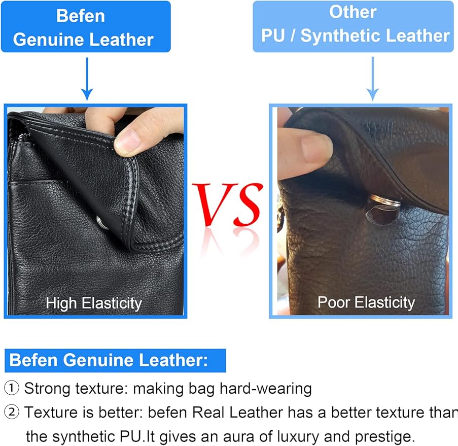 befen Genuine Leather Small Crossbody Bags for Women Cell Phone Travel Bag | Soft Real Leather, Adjustable Shoulder Strap, Card Slots, Compact Size, Daily Travel Shopping Outing Use, Phone Purse