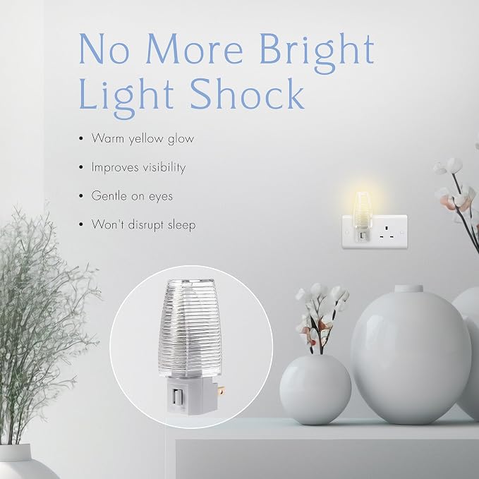 Projectpak Plug in Night Light with Manual On/Off Switch for Hallway, Bedroom, Stairways – Includes 4W Incandescent Bulb | 4 Pack