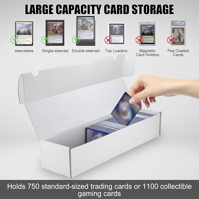 Trading Card Storage Box, 20-Pack 1100 Count White Corrugated Cardboard Bulk Sports Storage Box for TCG/Magic/Mtg Basketball Cards, Collectible Trading Cards