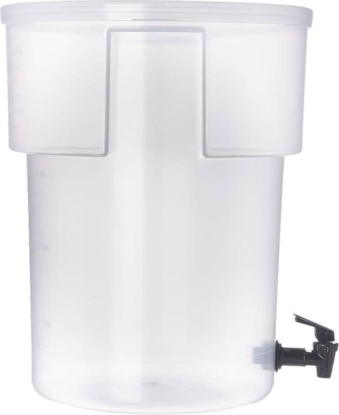 Carlisle FoodService Products Round Beverage Dispenser Drink Dispenser with Spigot for Catering, Plastic, 5 Gallons, Clear