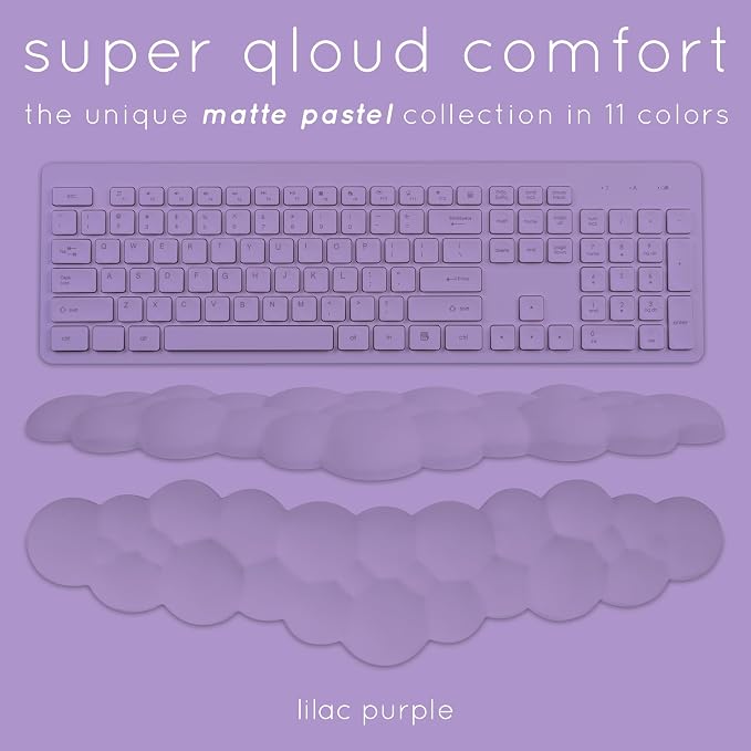 Purple Cloud Keyboard Wrist Rest – Create-ables Qloud Purple Wrist Rest for Computer Keyboard and Mouse, Ergonomic Memory Foam Wrist Pad with Non-Slip Base, Includes Cloud Mouse Pad