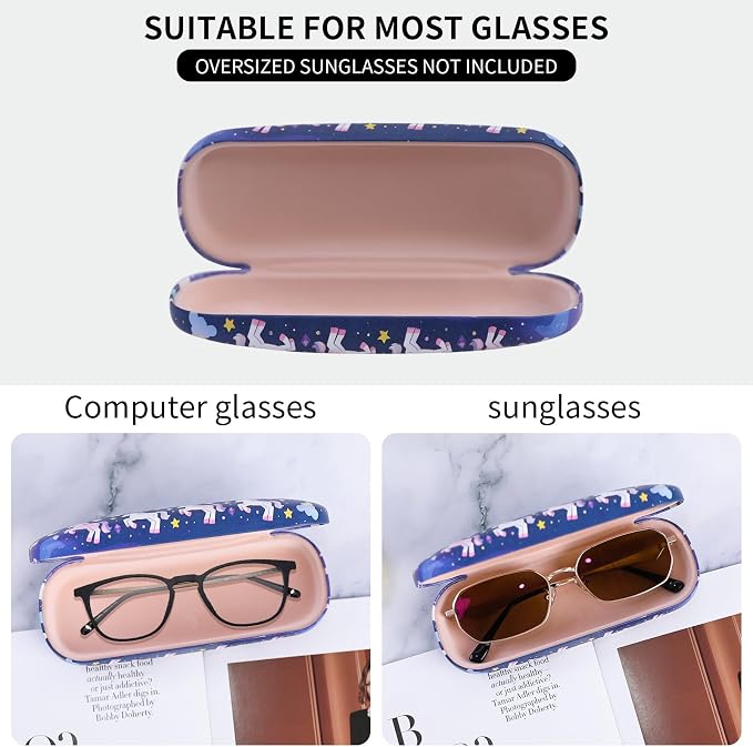 PERFECTSIGHT Hard Shell Eyeglasses Case, Kawaii Protective Glasses Case for Kids, Cute Eyeglass Case for Women Men Girls