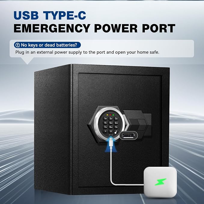 2.8 Cu Ft Large Home Safe Box, Fire Proof Safe with Type-C Port | Steel Security Box with Digital Electronic Keypad, Removable Shelf, Safety Lock Box for Office Documents Money Jewelry Gun