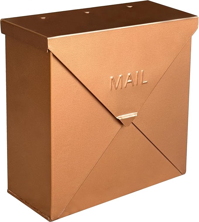 NACH Mailboxes for Outside Wall Mount, 10 x 10 x 4 inch Antique Copper Mail Boxes for House Outside, Waterproof Mailboxes for Outside - Chicago Style Mail Box