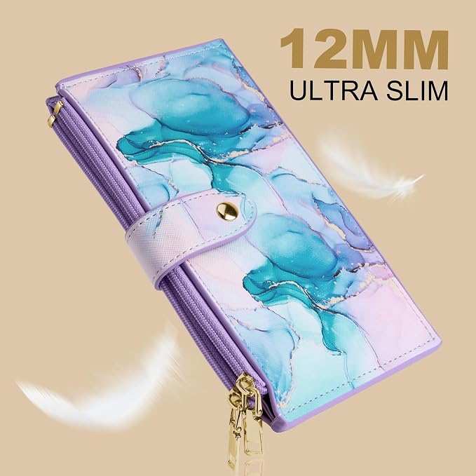 Travelambo RFID Wallet Women Large Size Bifold Multi Card Wallet Case with Zipper Pocke Credit Card Holder for Women