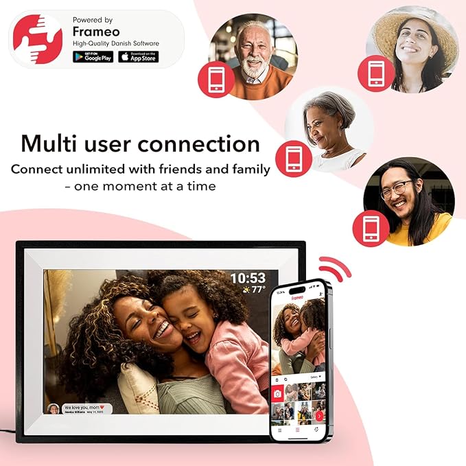 Frameo 15.6" Digital Photo Frame WiFi Picture Frame | Instant Photo and Video Sharing, Full Hd 1080p Touchscreen, Senior-Friendly, Private Family Sharing, 32gb Built-In Storage