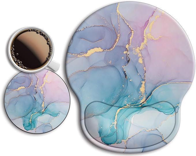 Ergonomic Mouse Pad with Wrist Rest Support,Gel Mouse Pads for Desk | Big Mousepad With Coaster Non-slip & Pain Relief for Computer, Home&Office Desk Decor