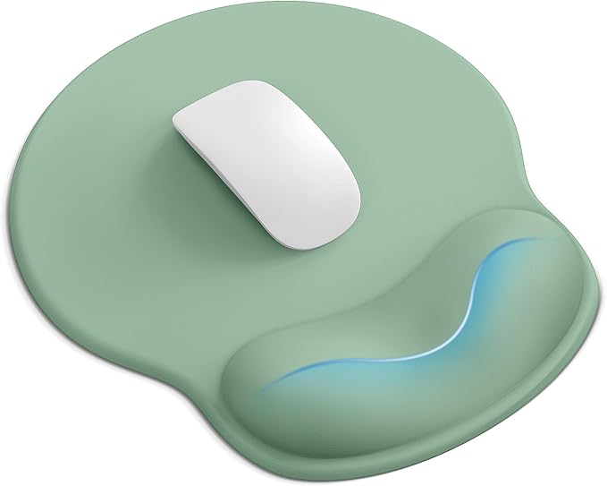 Mouse Pad with Wrist Rest for Desktop Large Ergonomic Mouse Mat(Green) | 10.6''L x 9''W Size, Gel Wrist Support, Non-slip Base, Washable Surface, Laptop Mousepad