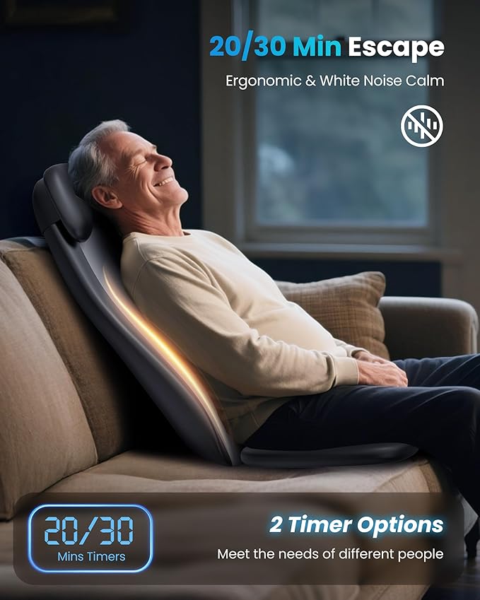 COMFIER Shiatsu Massage Cushion with Heat,2D/3D Shiatu Back Massager with App Control,Deep Tissue Kneading Massage Chair Pad with Vibration,Back Massager for Chair,Gifts for Dad,Mom