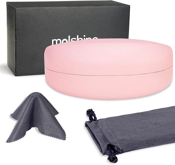 molshine Hard Shell Sunglasses Case,Classic Large Glasses Case for Sunglass,Eyeglasses with Cleaning Cloth,Pouch