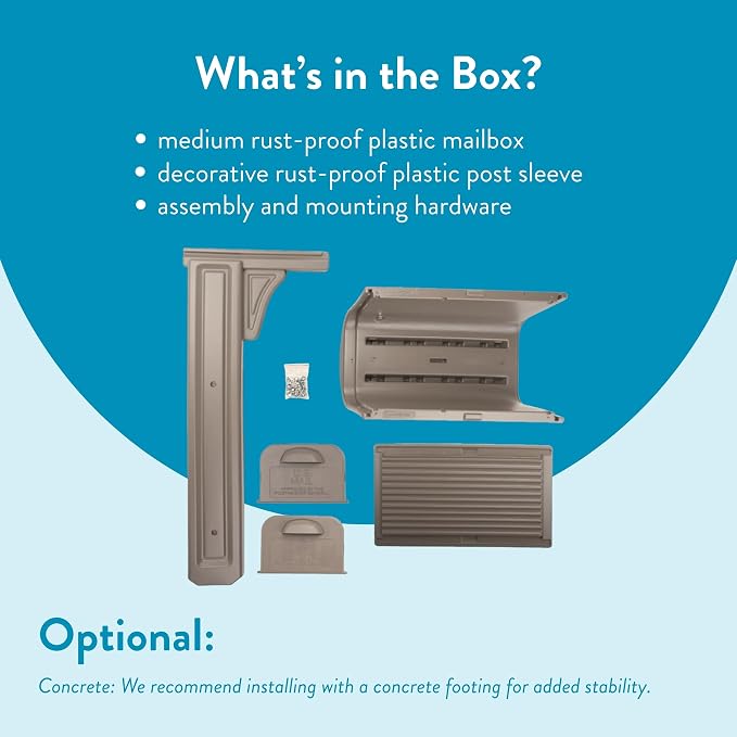 Architectural Mailboxes Classic Plastic Mailbox and Post Kit, GCL100MAM, Mocha