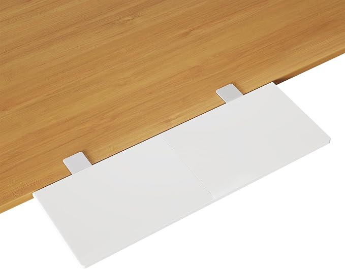 BONTEC Ergonomics Desk Extender Tray, 27.2 x 9.5 Inch, White | 90° Foldable Keyboard Tray Platform, Table Mount Arm Rest Shelf, Clamp on Computer Arm Rest for Office Use