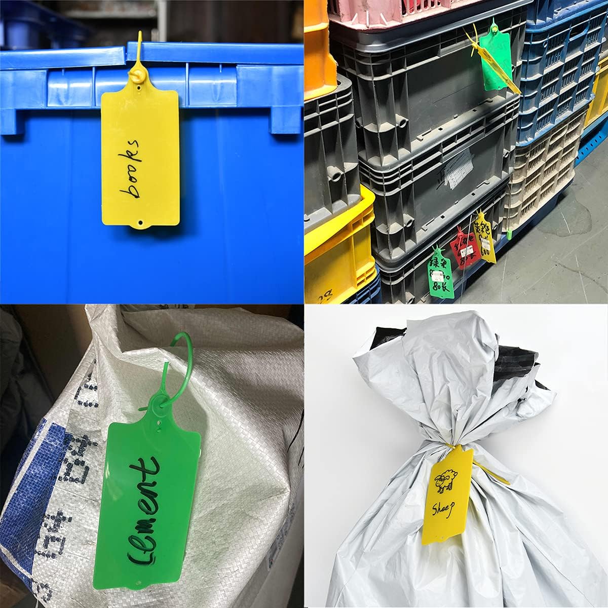 100 Plastic Tags Shipping Tags Water Proof Tags for Labeling Shipping Labels Security Seals Writable Marker Ties Hanging Tags Storage Tag with One Marker Pen (Yellow)