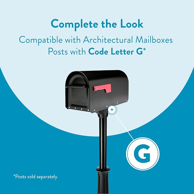 Architectural MAILBOXES 5560B-R-10 Architectural Mailboxes Sequoia Post Mount Mailbox, Large, Black
