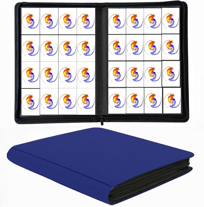 Trading Card Binder 16 Pocket, 1664 Pockets Ringless PU Cover Card Collection Binder, Double Sided Card Binder Collector Album, Card Folder for MTG, TCG, Sports Cards, Game Card (Blue, 16Pockets)