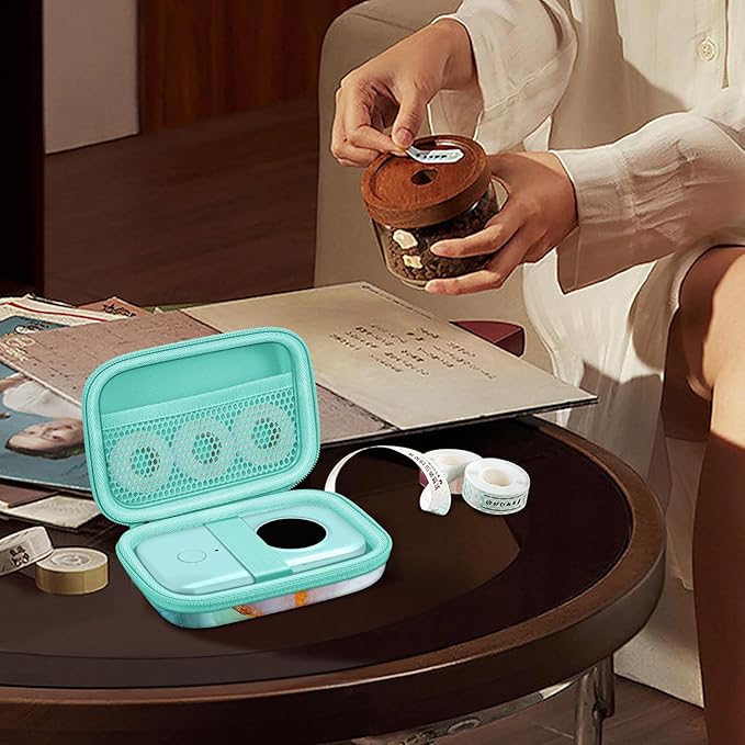 Fintie Label Maker Case Compatible with Phomemo D30 D35, NELKO P21, SUPVAN E10, NIIMBOT D11 D110, JADENS D110, ORGSTA S001 - Portable Shockproof Hard Shell Label Printer Carrying Cover, Emerald Marble