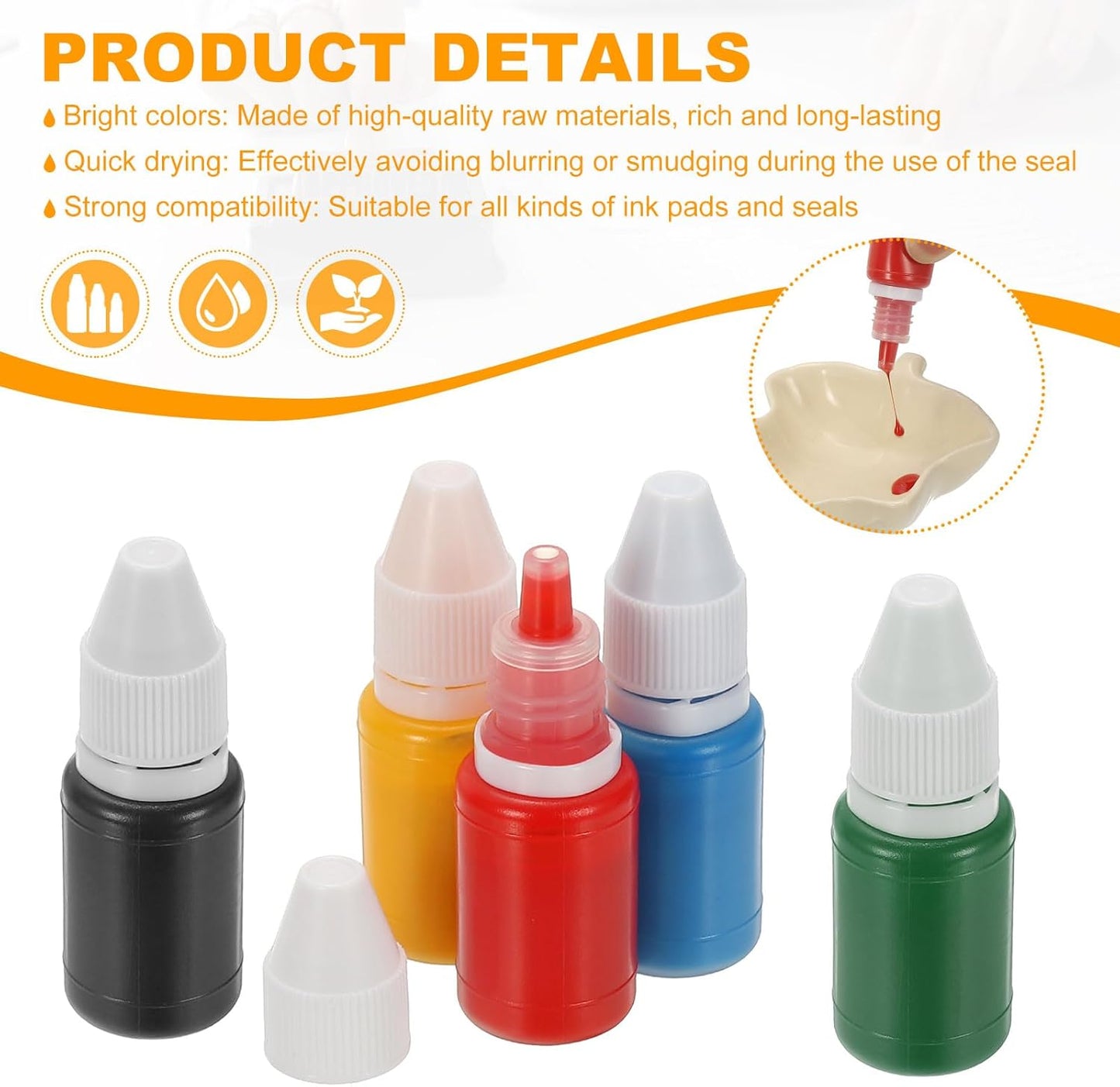 PATIKIL 0.33oz Refill Ink for Stamps and Ink Pads, 12Pcs 10ml Stamp Pad Ink Refill for Office Stamp Self Inking Stamp Date Stamp Scrapbooking, Brown