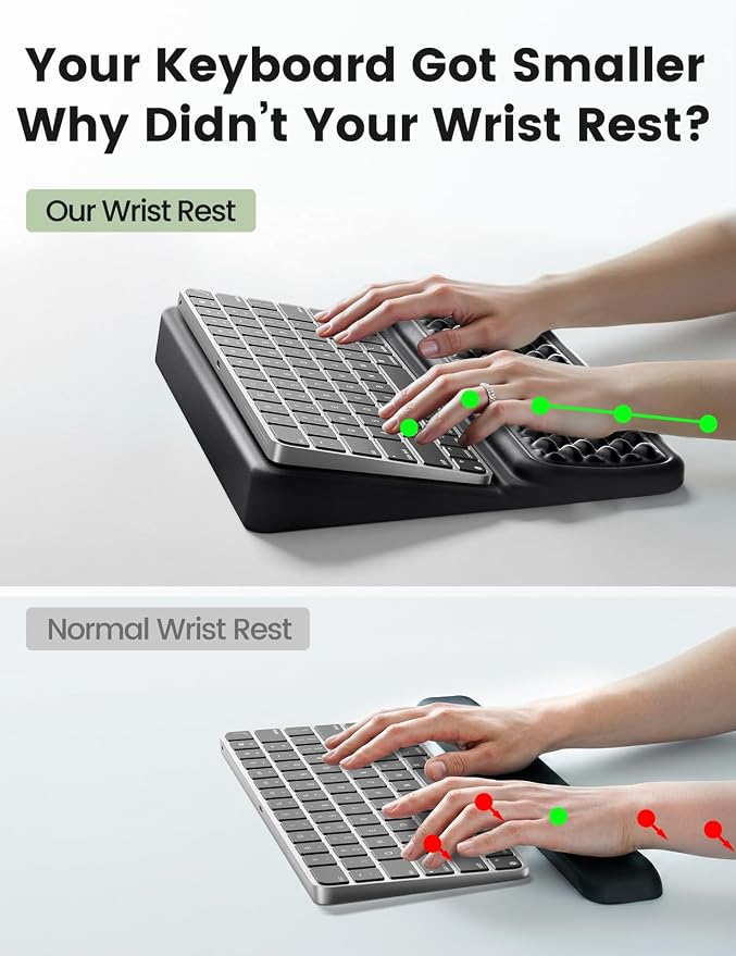 Vaydeer Medium Keyboard Wrist Rest for Computer, Soft Memory Foam Keyboard Stand with Wrist Support for 60% 65% Keyboard, Non-Slip Laptop Wrist Rest for Gaming Office