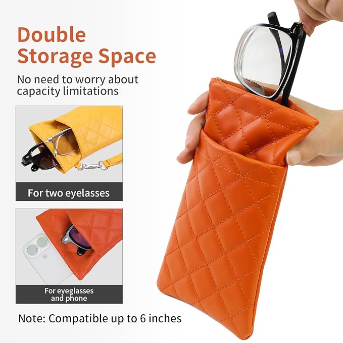 Double Eyeglass Case Soft Dual Glasses Case for Women Men Travel Squeeze Top Sunglasses Cases Eyeglasses Pouch