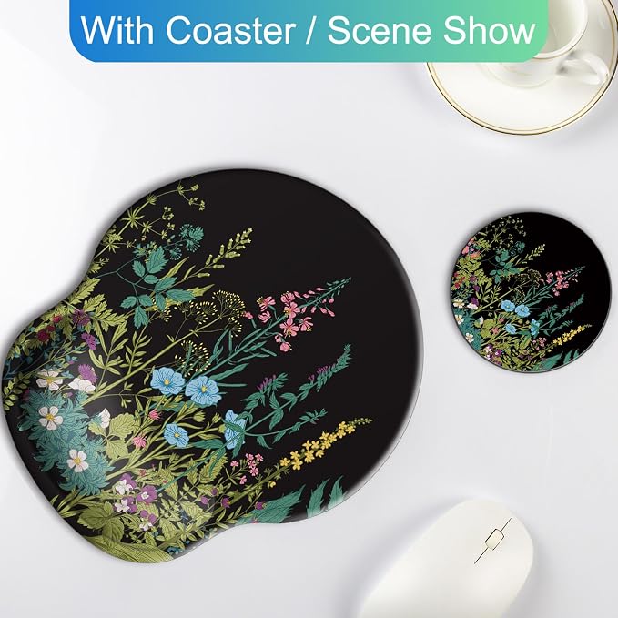 Ergonomic Mouse Pad with Wrist Rest Support,Gel Mouse Pads for Desk | Big Mousepad With Coaster Non-slip & Pain Relief for Computer, Home&Office Desk Decor