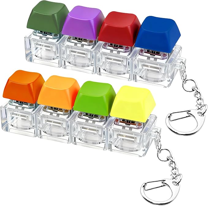 2 PCS Keyboard Fidget Toy, Keyboard Fidget Keychain 4-in-1 Keyboard Decompression Button Finger Clicker Toys, Keychain Button Stress Relief Fidget Gifts to Relief Stress (Bright)