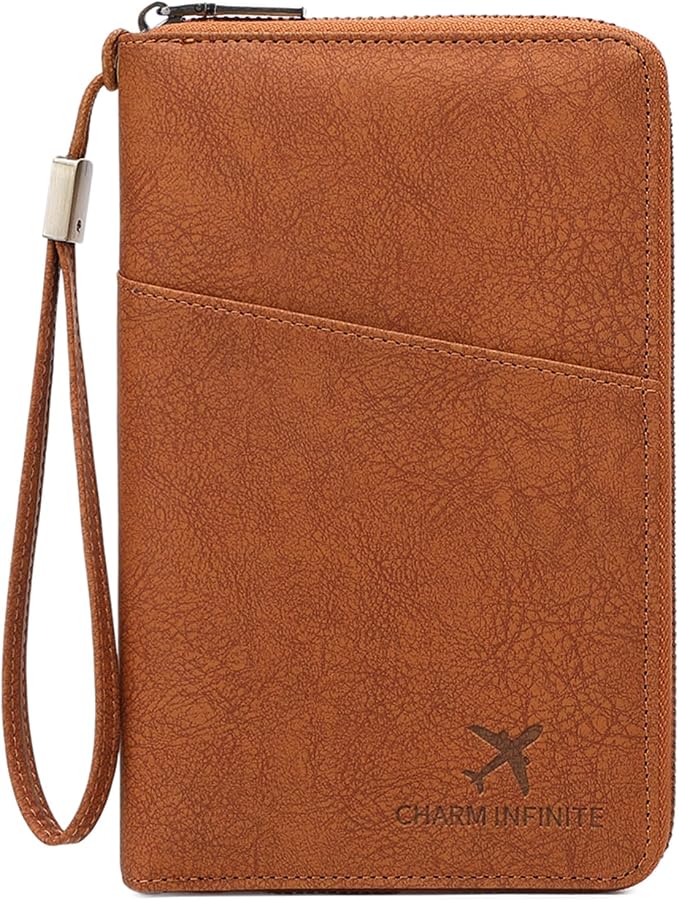 Family Passport Holder for Travel Women and Men RFID Blocking Passport Holder with Zipper Multi-functional Passport Wallet Passport Case Passport cover Travel Essentials