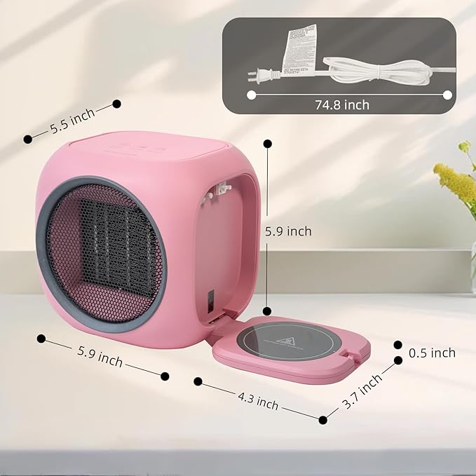 Space Heater with Mug Warmer, Electric Space Heaters for Indoor Use with Thermostatc, Candle Warmer Pate for Bedroom, Office, Large Room Use