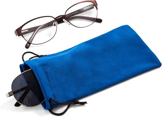 TRIUMPH VISION Glasses Case Soft Eyeglass Case Sunglass Pouch Cloth 3 Pack | Thick Microfiber Pouch Drawstring Pouch Eye Glass Bag Sunglasses Sleeve Storage, Lens Protection Cover,Cleaning Lens Screen
