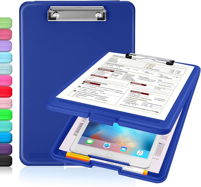 Sooez Clipboard with Storage, Plastic Nursing Clip Board, 8.5" x 11", Work | Sturdy Clipboards Foldable, Cute Hanging Clip Board Case, Teacher, Classroom Must Haves, Office School Supplies, Women & Men