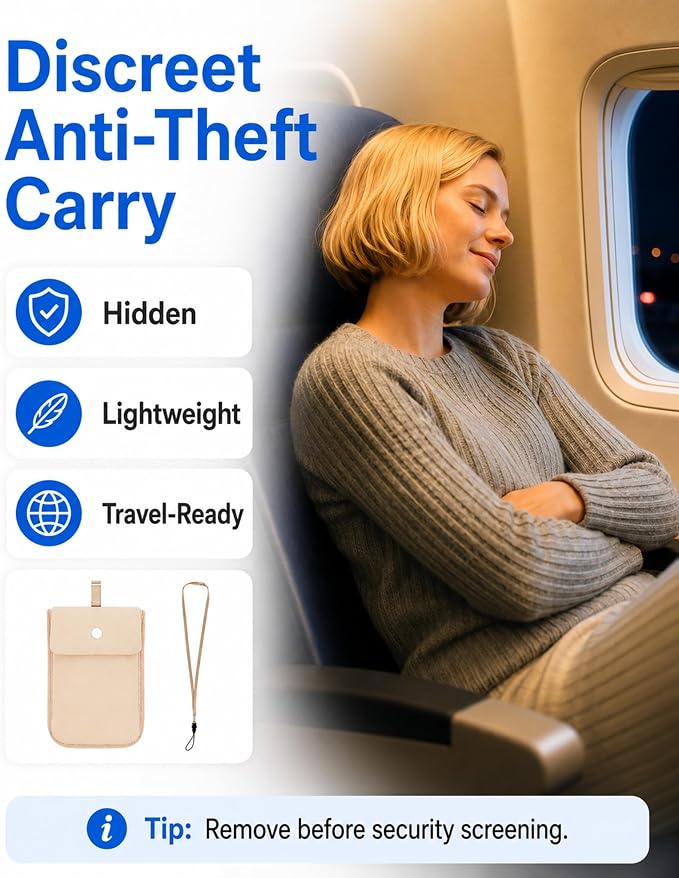 RFID-Blocking Travel Bra Wallet, Hidden Money Pouch with Elastic Strap | Ideal Secret Pocket to Protect Your Credit Cards, Cash and Valuables Under-Clothes, Nude, Bamneat