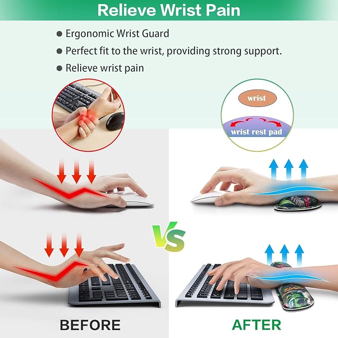 Desk Mat Floral, Large Gaming Mouse Pad with Wrist Rest, 4in1 XXL | Mousepad+Keyboard Wrist Rest+Mouse Pad Wrist Support+Cup Coaster Set Ergonomic Computer Desk Arm Wrist for Decor Office Women