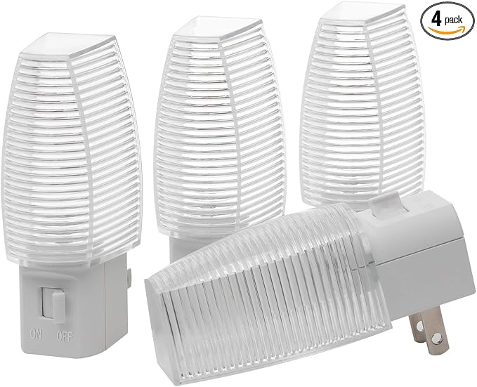 DEWENWILS Plug in Night Light with Switch, Manual ON Off LED Nightlight for Kids, Nursery, Bedroom, Bathroom, Hallway, Stairways, Corridor, Garage, Warm White, 4 Pack