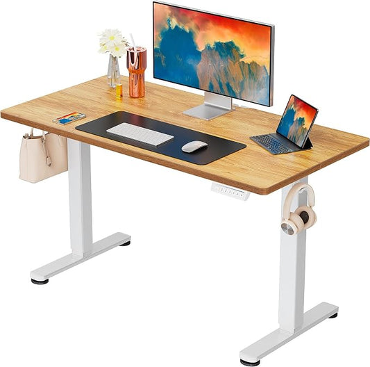 ErGear Height Adjustable Electric Standing Desk, 40 x 24 Inches Sit Stand up Desk, Memory Computer Home Office Desk, Light Vintage Brown