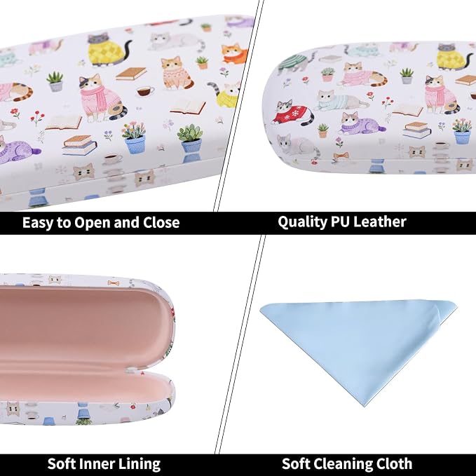 PERFECTSIGHT Hard Shell Eyeglasses Case, Kawaii Protective Glasses Case for Kids, Cute Eyeglass Case for Women Men Girls