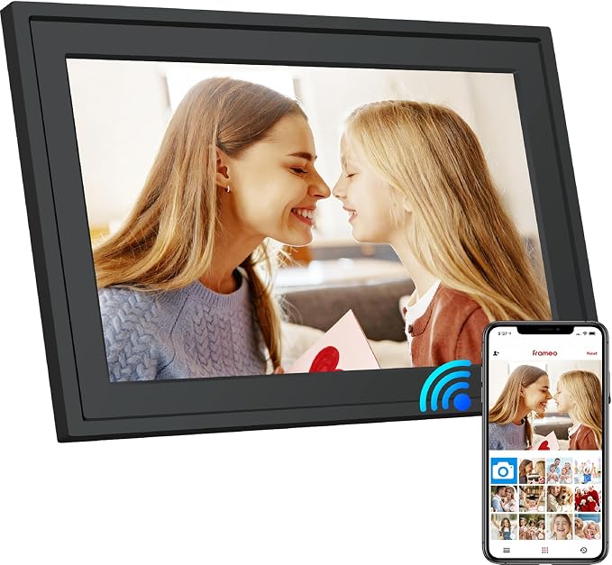 Digital Photo Frame 10.1IN Wi-Fi Picture Frame Electronic with 32GB Storage IPS Display, Easy Setup to Share Photos or Videos by Frameo App Anywhere Anytime