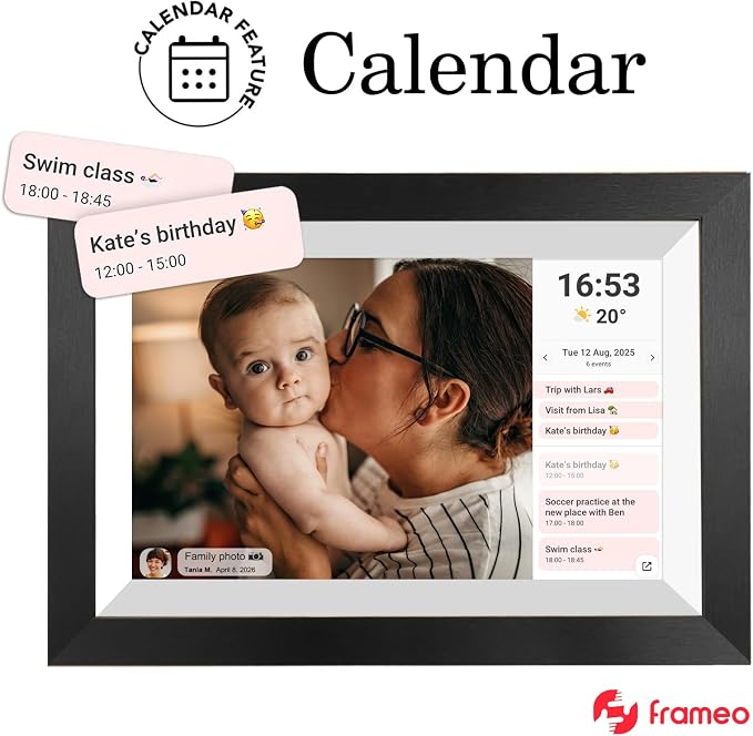FRAMEO 10.1 Inch Smart WiFi Digital Photo Frame 1280x800 IPS LCD Touch Screen, Auto-Rotate Portrait and Landscape, Share Moments Instantly via Frameo App from Anywhere