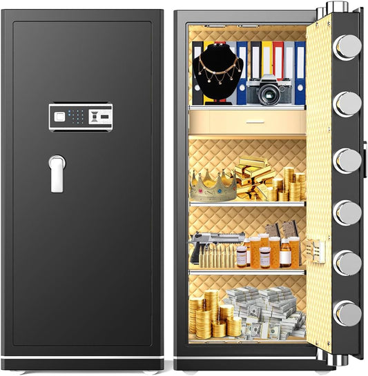 MLJ Extra Large Safe Wifi Smart Safe 17.5 Cu.ft Big Home Safety Box,Heavy Duty Digital Security safe with Built-In Drawer and Removable Shelves,for Home,Hotel,Office,Garage