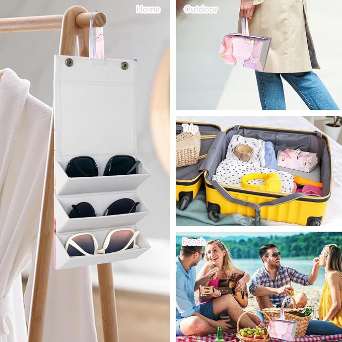 Sunglasses Travel Case,Foldable Eyeglasses Case, Portable Multiple Glasses Case for Women Men Girls