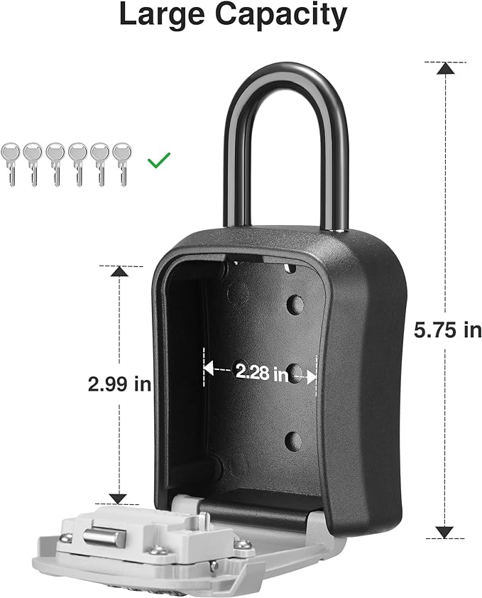 Puroma Lock Box, Key Lock Box Wall Mount & Portable Combination Lockbox with Resettable Code, Security Lockbox for Outside House Keys, Apartment Realtors Spare Keys Storage (4 Pack, Gray)
