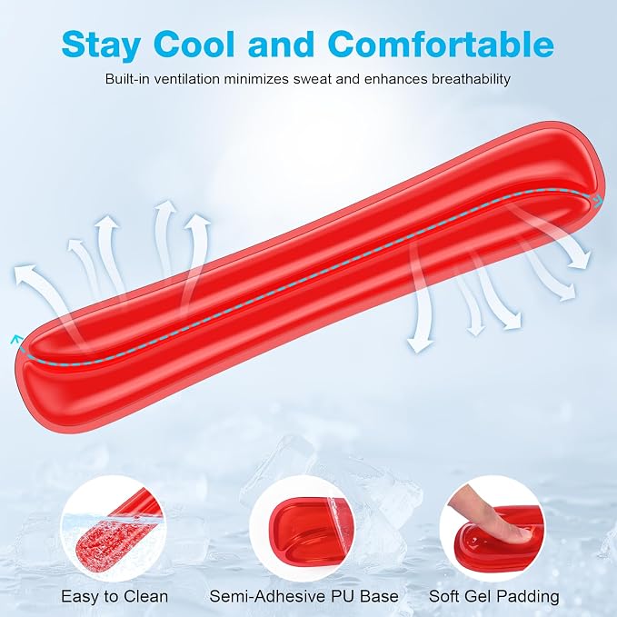Gel Wrist Rest Mouse Pad Set, Ergonomic Support for Office Gaming | Ergonomic Keyboard and Mousepad with Wrist Support,Cooling Comfort, Non-Skid Base, Easy Clean, for Home and Work Desk Red