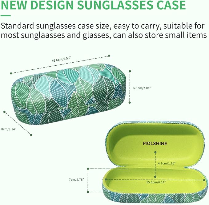 molshine Hard Shell Sunglasses Case,Classic Large Glasses Case for Women Men,Sunglass Eyeglasses
