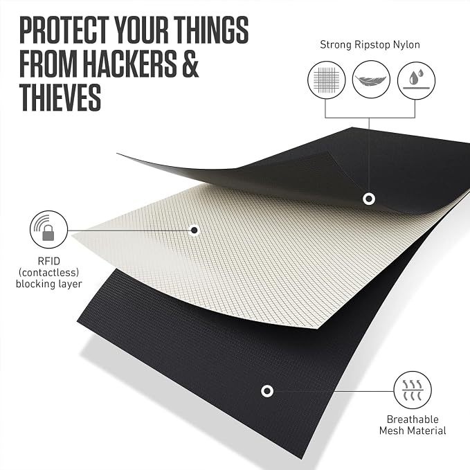 VENTURE 4TH Travel Neck Wallet, RFID Blocking Passport Holder - Sleek Black