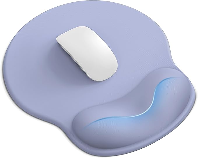 Mouse Pad with Wrist Rest for Desktop Large Ergonomic Mouse Mat(Purple) | 10.6''L x 9''W Size, Gel Wrist Support, Non-slip Base, Washable Surface, Laptop Mousepad