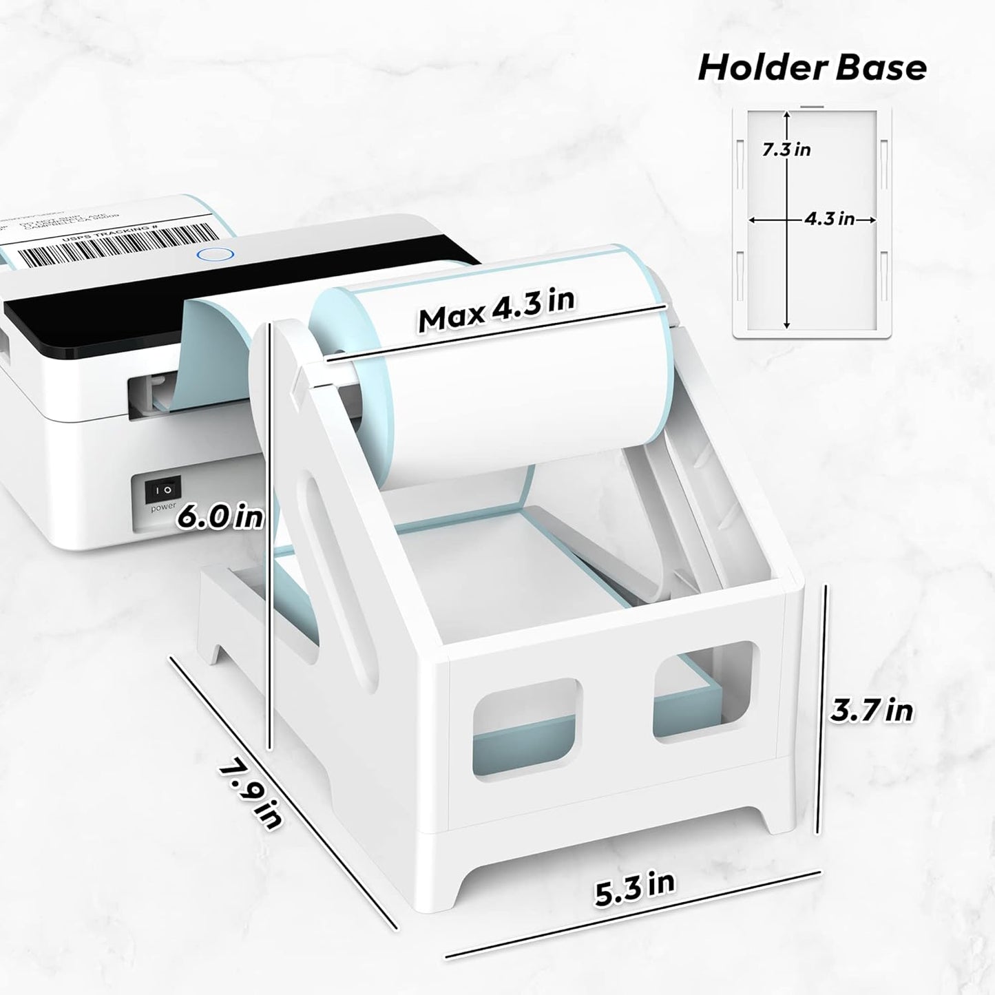 PONNOR Label Holder, Thermal Shipping Label Holder for Rolls and Fan-Fold Labels, Desktop Label Printer Accessory for Office, Home