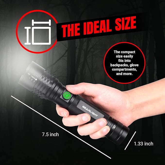 LED Flashlight High Lumens, Tactical Flashlight Battery Powered (Batteries Not Included), Bright Handheld Flashlight for Camping, Hunting, Home, Security, Hiking, Walking at Night & Emergency Use