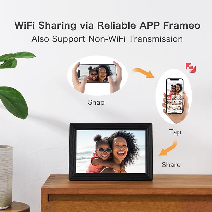Digital Picture Frame, Frameo WiFi 10.1 Inch 1280*800IPS HD Touch Screen Digital Photo Frame, 32GB Memory, Auto-Rotate, Share Picture Video, Birthday Gifts for Women, Gifts for Mom, Dad, Wedding Gifts